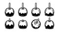 Candy Apple Icons Set - Black and White Vector Illustrations Royalty Free Stock Photo