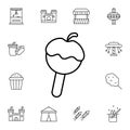 Candy, apple, stick flat vector icon in amusement pack Royalty Free Stock Photo