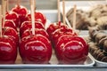 Candy apples in the historic Prater amusement park in Vienna Royalty Free Stock Photo