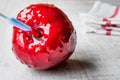 Candy Apples on white wooden surface. Ready to Eat Royalty Free Stock Photo