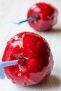 Candy Apples on white wooden surface. Ready to Eat Royalty Free Stock Photo