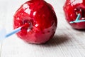 Candy Apples on white wooden surface. Ready to Eat Royalty Free Stock Photo