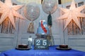 Candy bar with balloons, birthday cake with suit and tie design for a teenage boy, the Russian inscription reads Create Yourself.