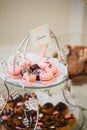 Candy bar. Banquet table full of desserts and an assortment of sweets. pie and cake. wedding or event Royalty Free Stock Photo