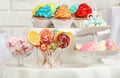 Candy bar with treats for birthday party Royalty Free Stock Photo