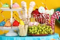 Candy bar with treats for birthday party Royalty Free Stock Photo