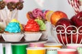 Candy bar with delicious treats for birthday party Royalty Free Stock Photo