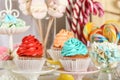 Candy bar with delicious treats for birthday party Royalty Free Stock Photo