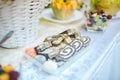 Candy bar and fresh fruit assortment on a table at a party Royalty Free Stock Photo