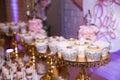 Candy bar. Table with sweets, candies, dessert Royalty Free Stock Photo