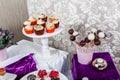 Candy bar. Wedding reception table with sweets, candies, dessert Royalty Free Stock Photo