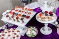 Candy bar. Wedding reception table with sweets, candies, dessert Royalty Free Stock Photo