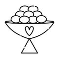 Candy bowl, black line vector illustration