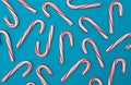 Candy Cane Background on a Blue Background Royalty Free Stock Photo