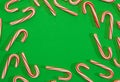 Candy Cane Background on a Green Background Royalty Free Stock Photo