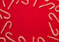 Candy Cane Background on a Red Background Royalty Free Stock Photo