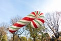 Candy Cane Balloon in the Macy`s Thanksgiving Day Parade in New York City Royalty Free Stock Photo