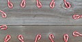 Candy Cane Border on rustic Wood Royalty Free Stock Photo