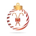 candy cane with bow in a christmas bauble. Vector illustration decorative design Royalty Free Stock Photo