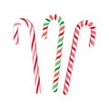Christmas candy cane icon set isolated on a white background vector illustration