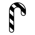 candy cane glyph icon isolated on white background