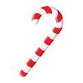 Candy cane illustration isolated on white background. Red lollipop with stripes. Peppermint stick. Christmas ornament symbol Royalty Free Stock Photo