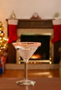 Candy cane martini on wood table Royalty Free Stock Photo