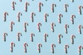 Candy cane pattern on blue background for holidays Royalty Free Stock Photo