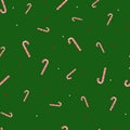 Candy cane pattern with red and white circles on a green background. Vector. Illustration Royalty Free Stock Photo