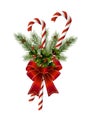 Candy cane and red bow Royalty Free Stock Photo