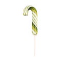 Candy cane striped on a stick in Christmas colours isolated on a white background Royalty Free Stock Photo