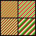 Candy cane stripes diagonal pattern set. Popular Christmas Background. seamless Vector red green illustration Royalty Free Stock Photo