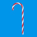 Candy cane tasty dessert christmas vector snack icon. Red peppermint sweet stripe stick. Lollipop spiral flat food confection