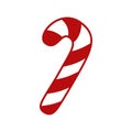 Candy cane - vector icon. Christmas candy cane with red and white stripes. Peppermint candy cane isolated