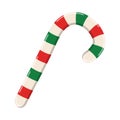 Candy cane Vector illustration isolated on white background. Christmas striped stick candy sweet traditional gift. Holiday xmax Royalty Free Stock Photo