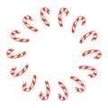 Candy canes arranged in a circular frame vector illustration Royalty Free Stock Photo