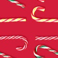 Candy canes lollipops christmas on a red background Royalty Free Stock Photo