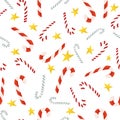 Candy canes vector seamless pattern. Christmas design Royalty Free Stock Photo