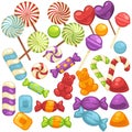 Candy and caramel sweets vector isolated flat icons set Royalty Free Stock Photo