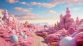 Candy coated landscape of fantastical environment