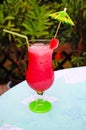 Candy cocktail pink fruity fruit alcohol drink outdoor Royalty Free Stock Photo