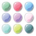 Candy colored buttons with glass surface effect. Blank buttons set for web design or game graphic. Royalty Free Stock Photo