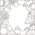 Candy coloring page. Candies frame Royalty Free Stock Photo