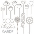 Candy coloring page. Candies set Royalty Free Stock Photo