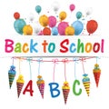 Candy Cones Banner Balloons Backt to school Royalty Free Stock Photo