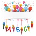 Candy Cones Banner Balloons Letters Schulanfang Royalty Free Stock Photo