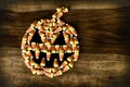 Candy Corn Jack-o-lantern with fangs Royalty Free Stock Photo