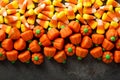 Candy corn and pumpkin Halloween background