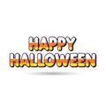 Candy Corn Themed Happy Halloween Pixel Art Text Isolated on White Royalty Free Stock Photo