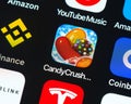 Candy Crush Saga app icon on Apple iPhone screen